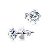 Round Shaped CZ Earring Silver ECS-01-4